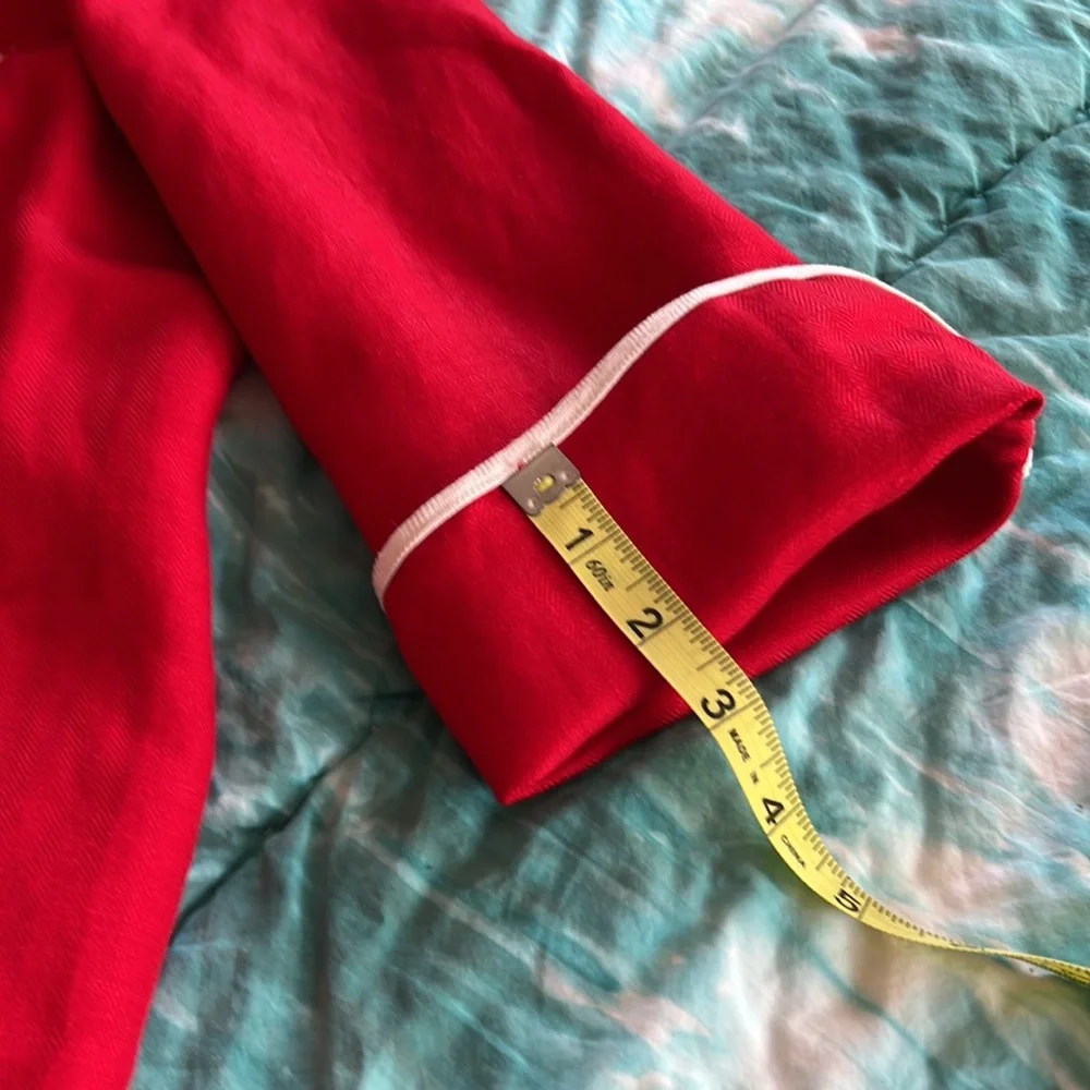 Linen rayon blend red/white trim unlined jacket size 16 petite - Picture 9 of 11